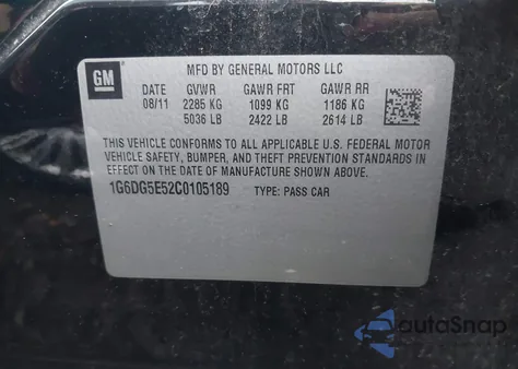 2012 Cadillac Cts Luxury z USA, uszkodzony, nr VIN 1G6DG5E52C0105189